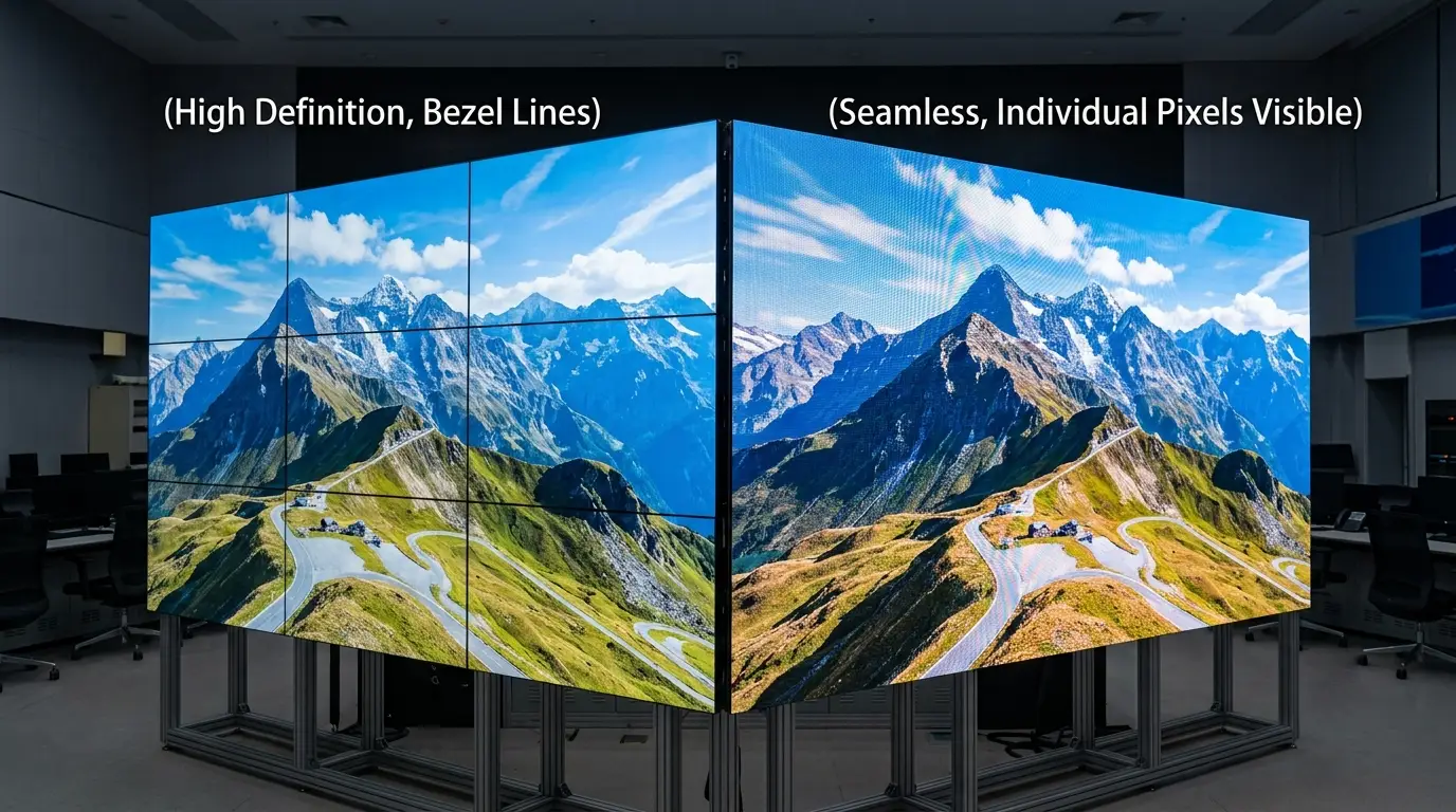 4k lcd video wall panel close up